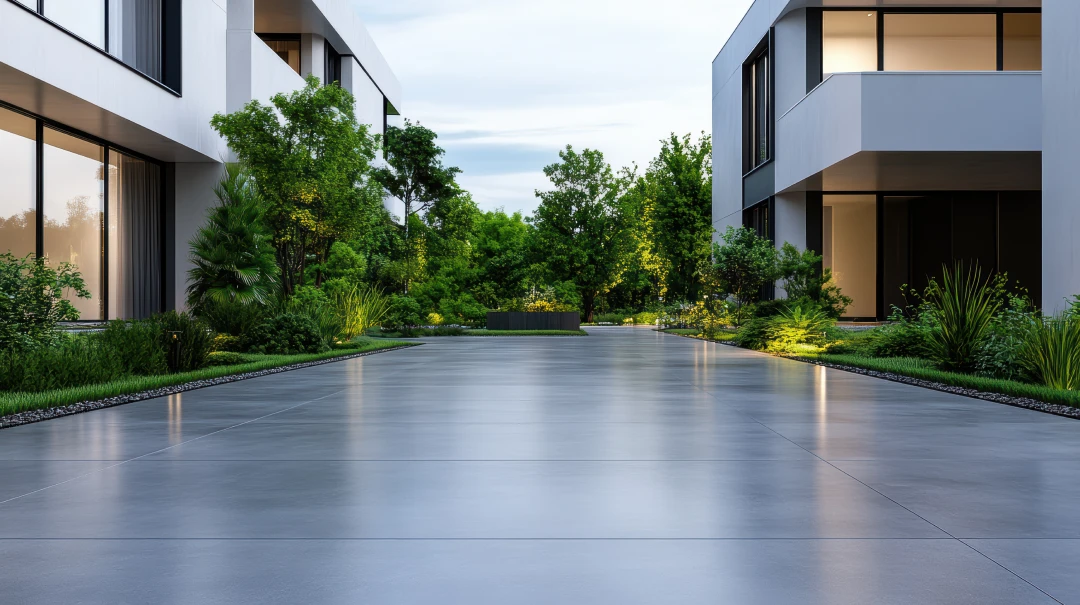 modern architecture with concrete walkway and trees free photo 1